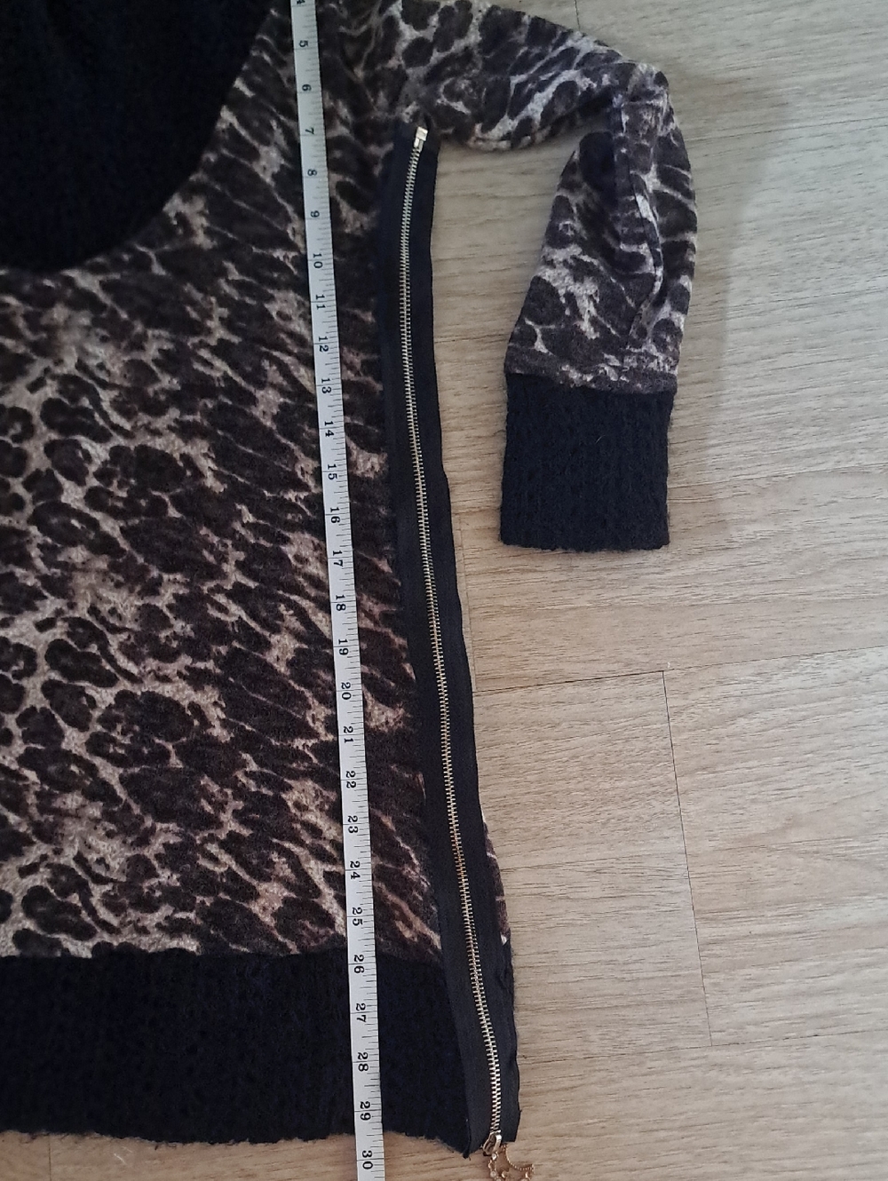 Women's Leopard Print Cowl Neck Sweater - Black & Brown - Picture 6 of 12